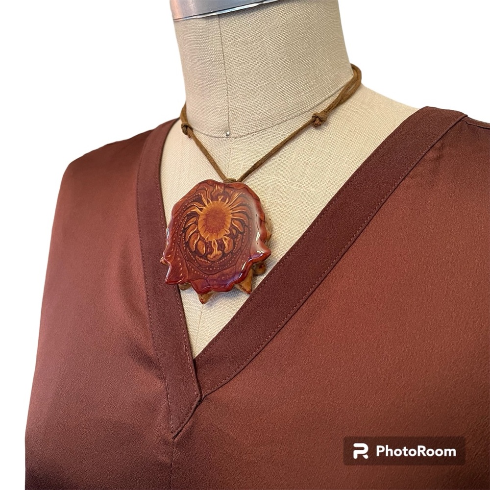 One-of-a-kind pinecone pendant with adjustable leather cord. Gorgeous!!